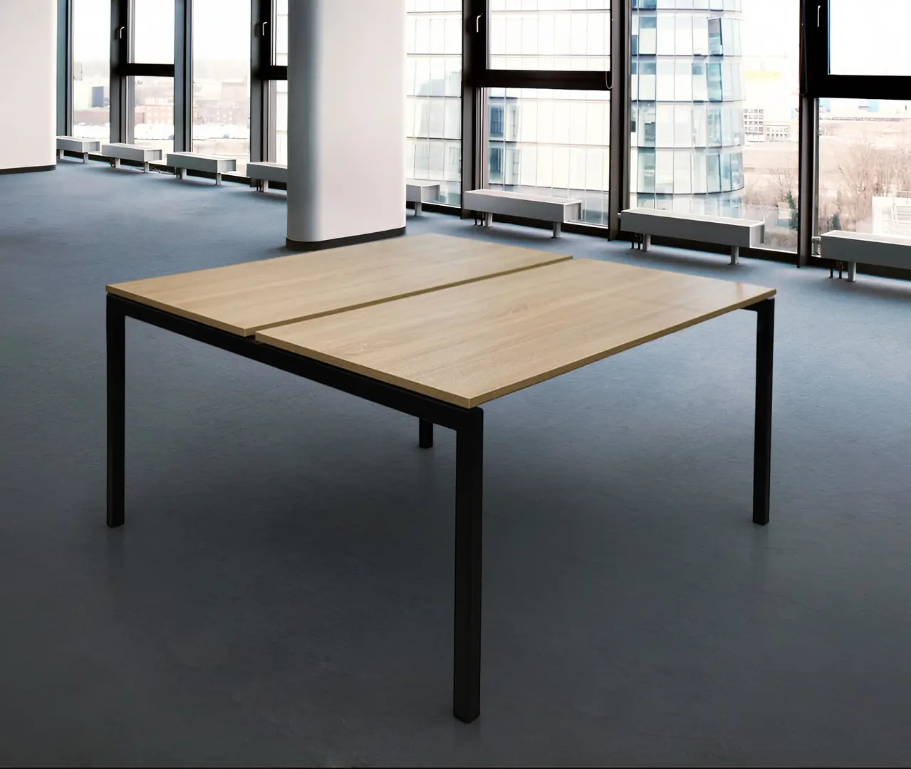 Masa de birou DP Kube Twin 138x140 (Oak/Black)