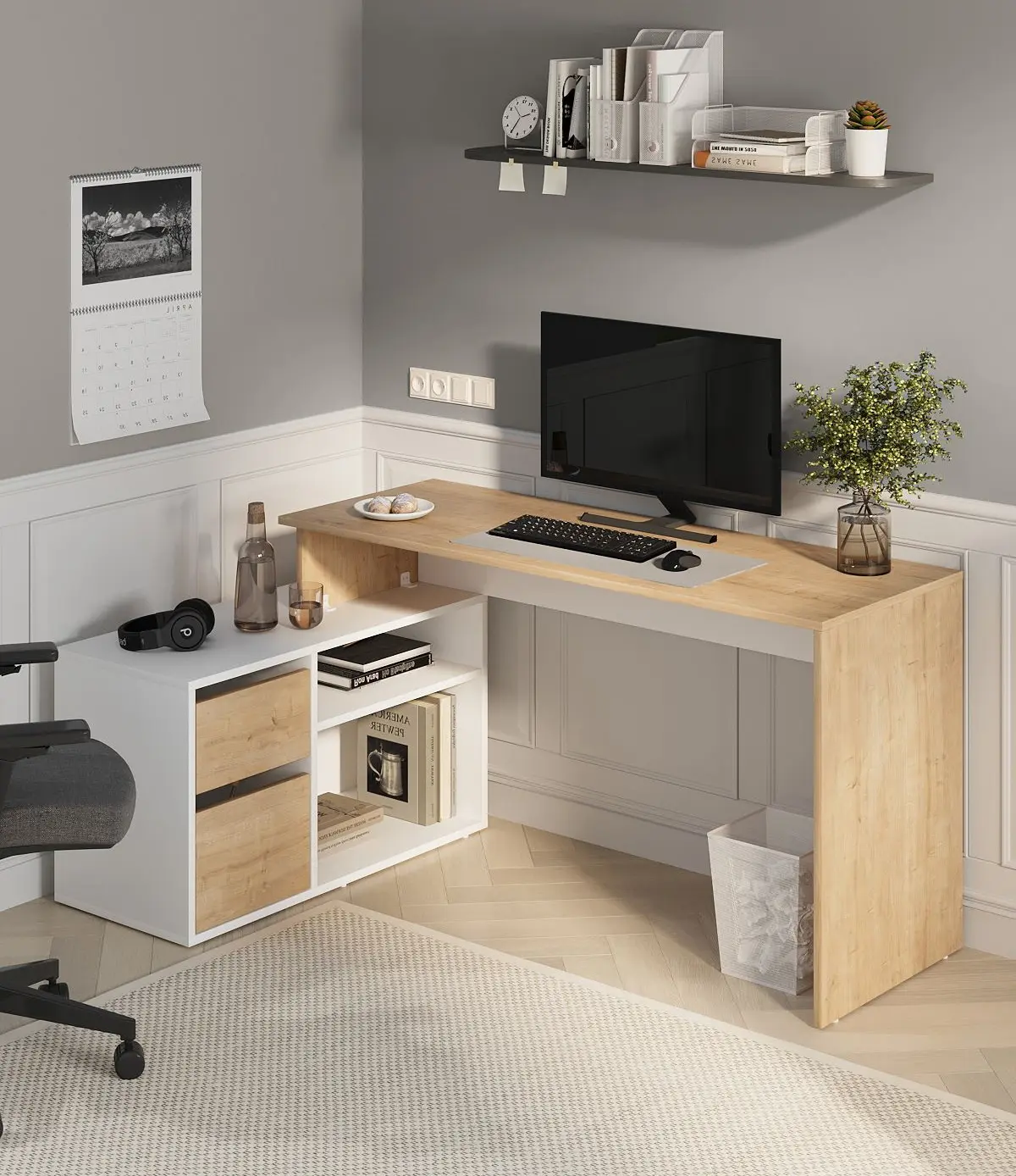 Masa de birou Bofigo Functional (Sapphire Oak/White) - 2