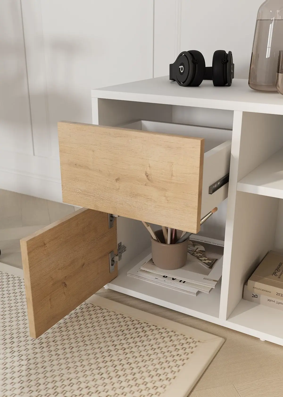 Masa de birou Bofigo Functional (Sapphire Oak/White) - 4
