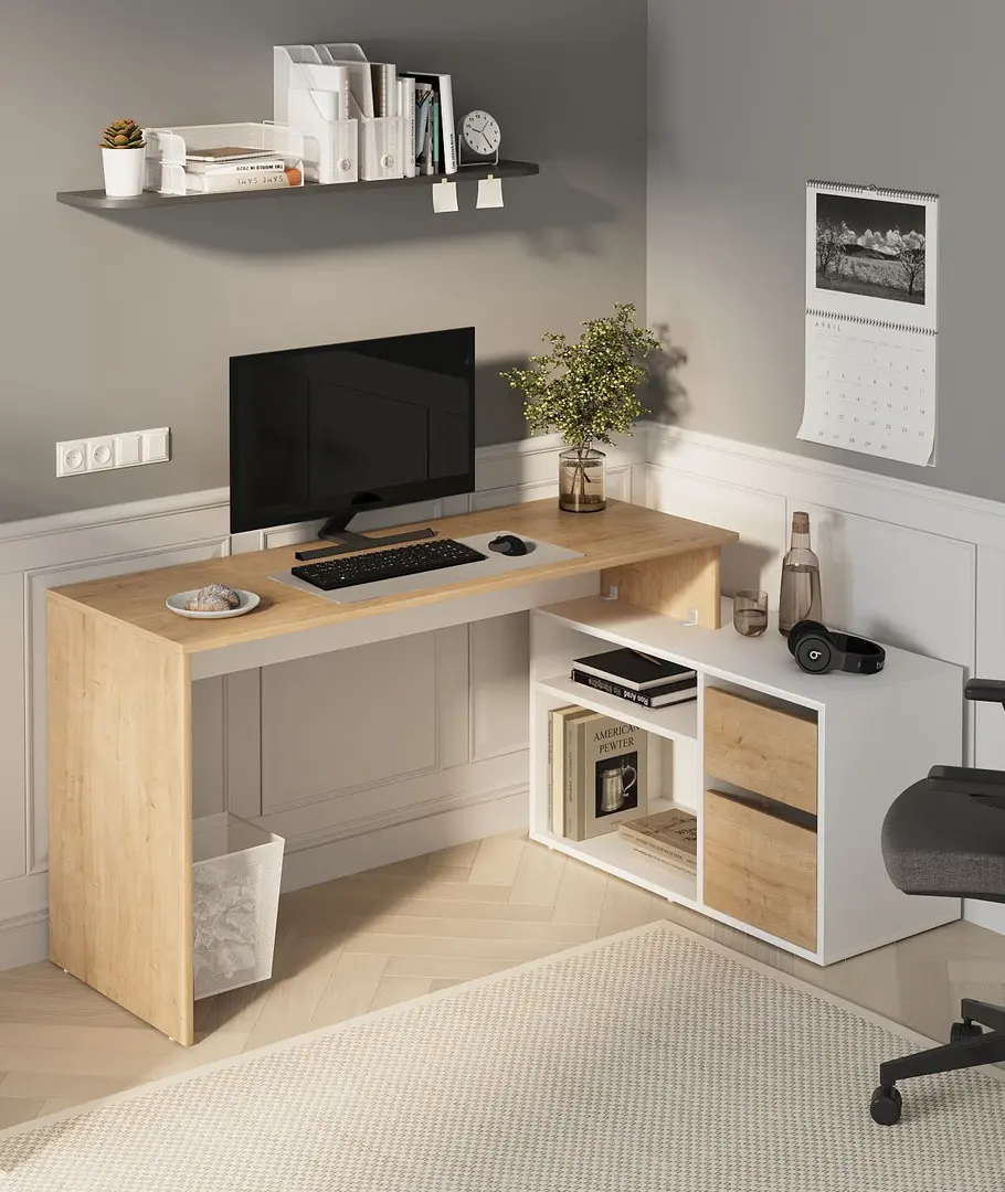 Masa de birou Bofigo Functional (Sapphire Oak/White)