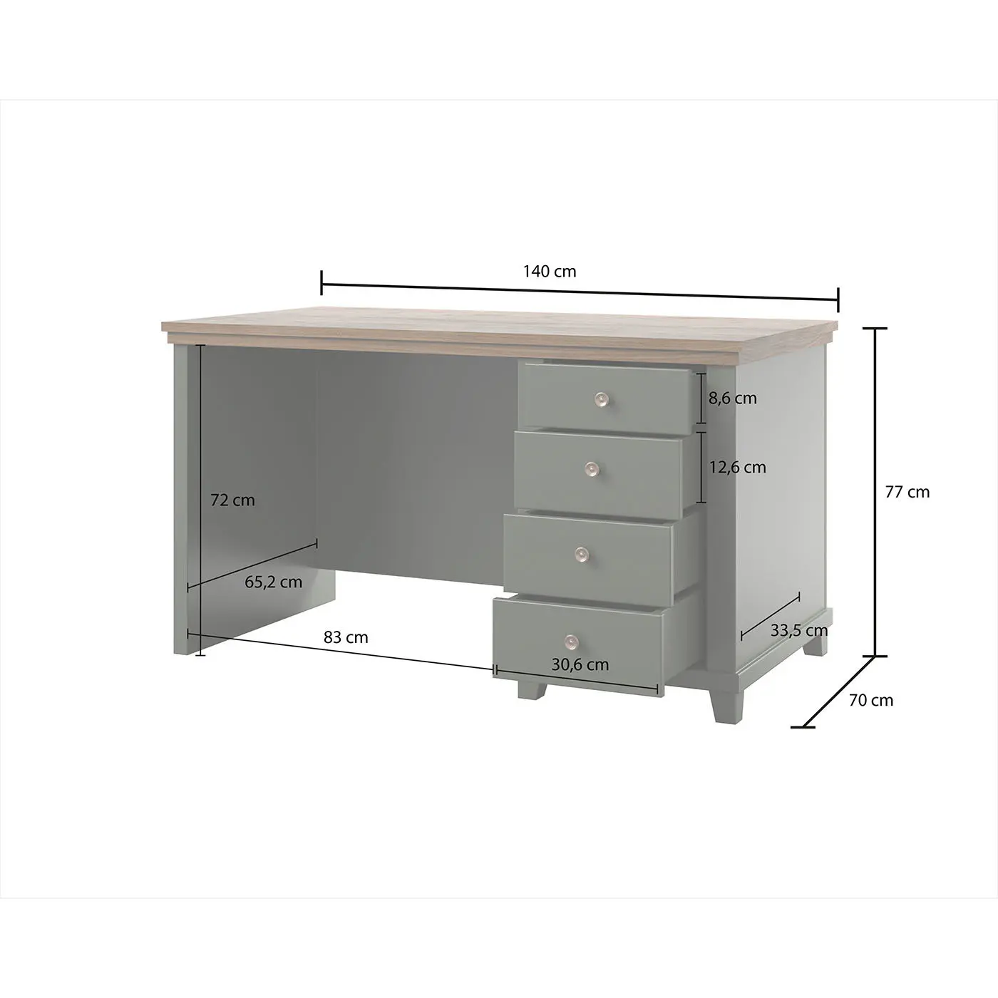 Письменный стол Helvetia Evora 24ZRJU03 (Green/Lefkas Oak) - 5