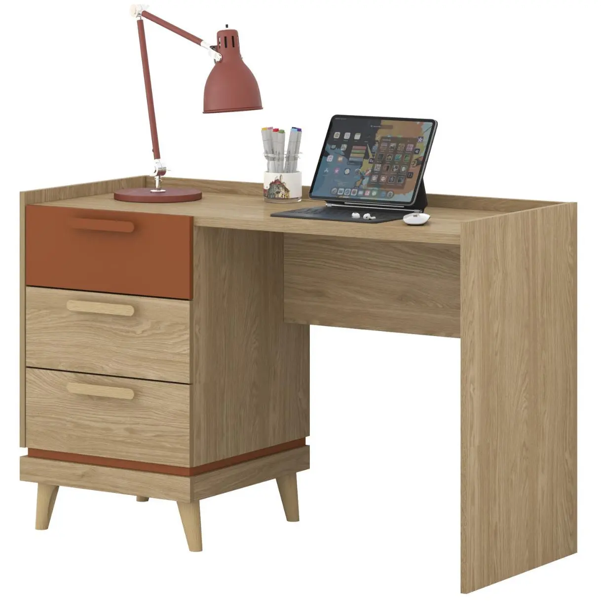 Письменный стол Helvetia Scandi 24D5OH03 (Oiled oak/Brick) - 4