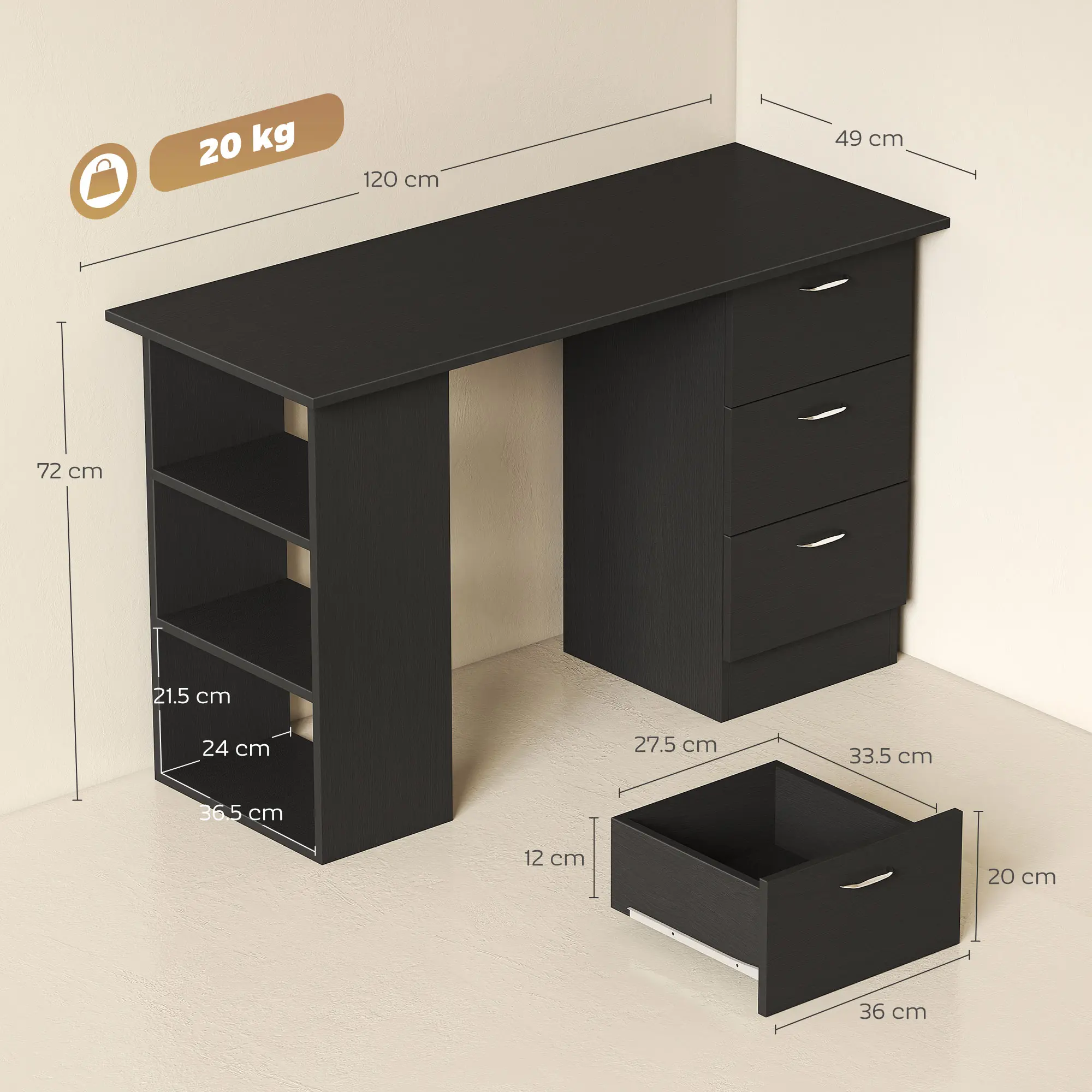 Письменный стол Homcom 836-068BK (Black) - 4