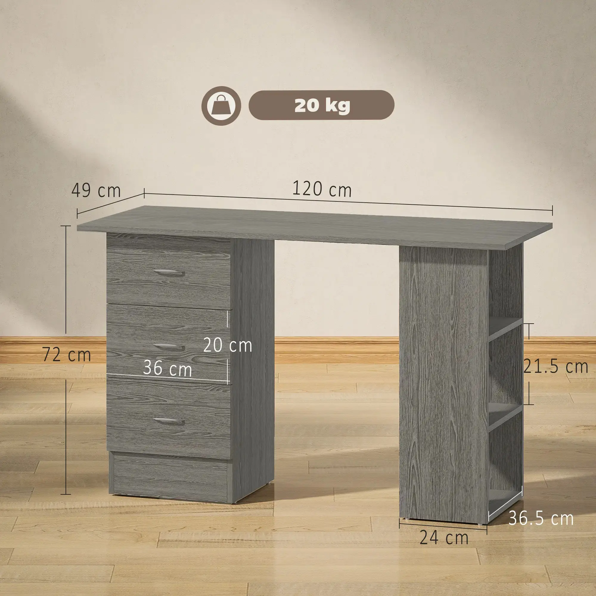 Письменный стол Homcom 836-068V00GY (Grey) - 4