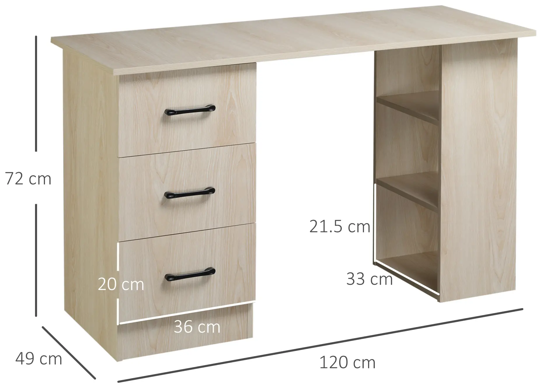 Masa birou Homcom 836-068V01ND (Natural) - 3