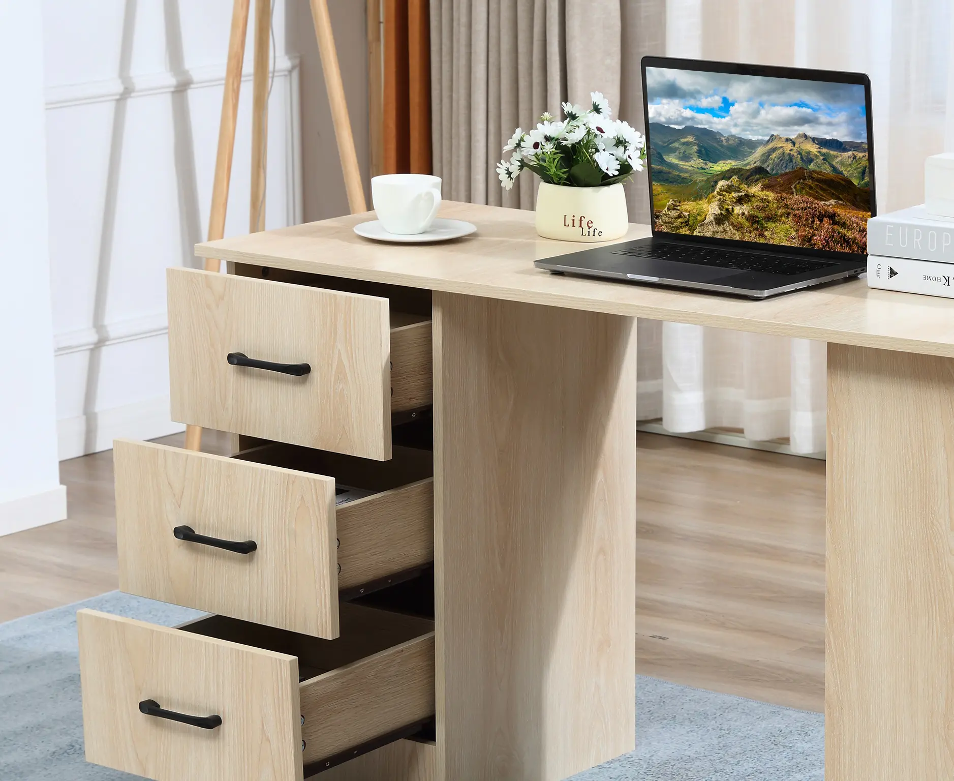 Masa birou Homcom 836-068V01ND (Natural) - 7