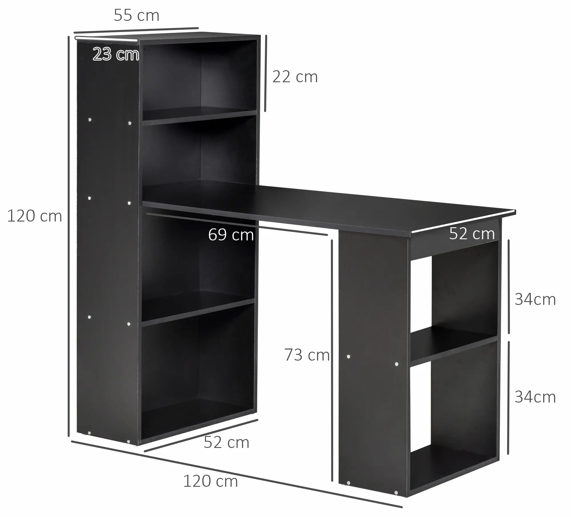 Masa birou Homcom 836-069BK (Black) - 4