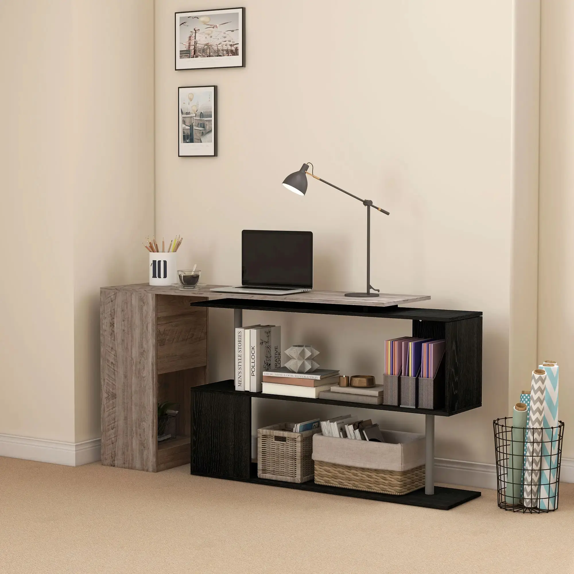 Письменный стол Homcom 836-072V00GY (Grey/Black) - 8