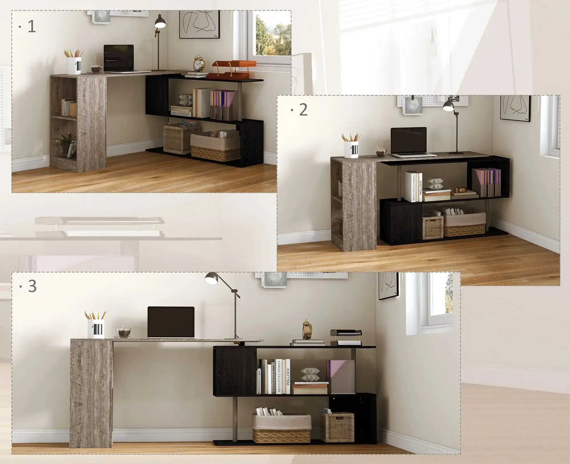 Письменный стол Homcom 836-072V00GY (Grey/Black) - 9