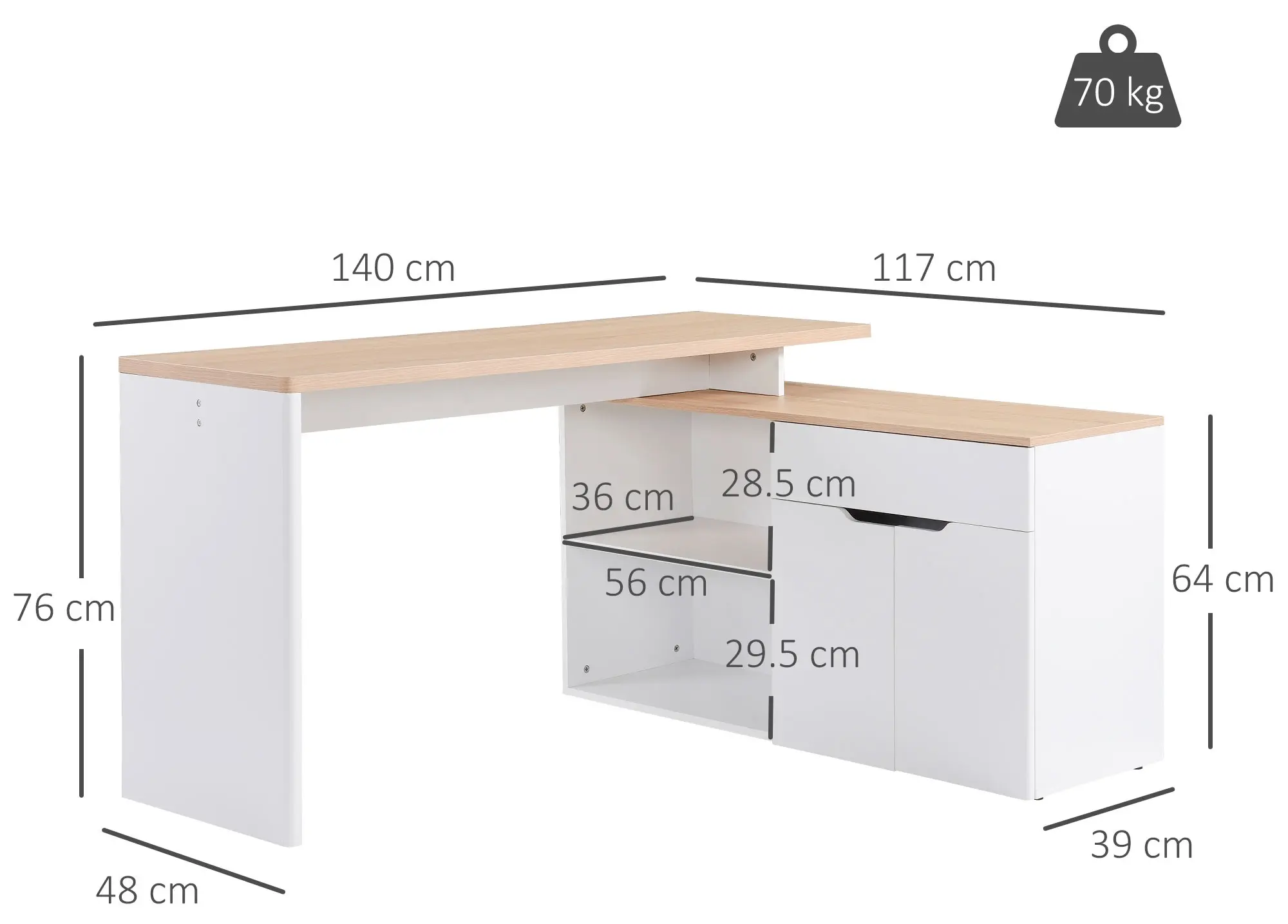 Письменный стол Homcom 836-233V01 (White/Natural) - 5