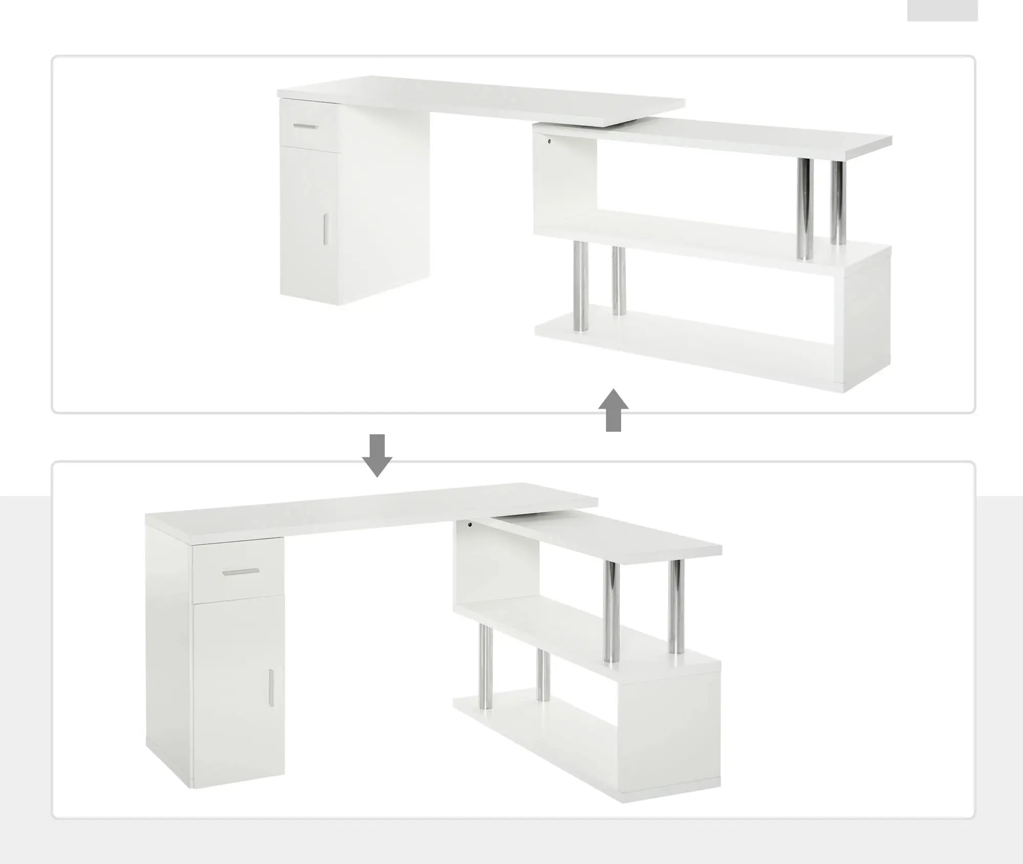 Masa birou Homcom 836-272WT (White) - 4