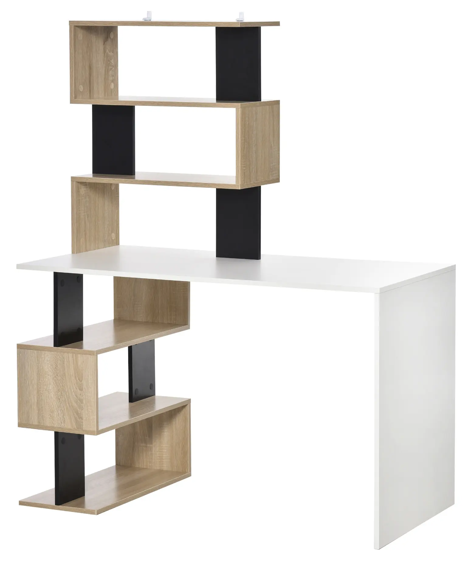 Masa de birou Homcom 836-413 (White/Natural/Black) - 2