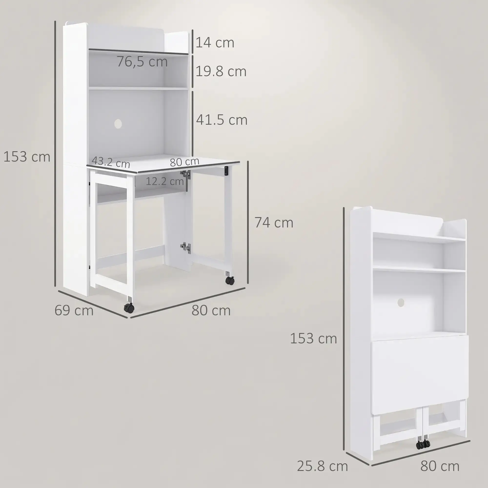 Masa birou Homcom 836-556V80WT (White) - 5