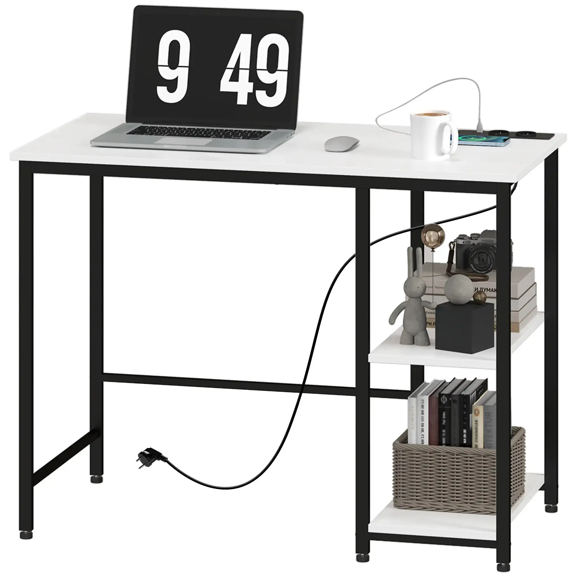 Masa birou Homcom 836-589V90BK (White/Black) - 3