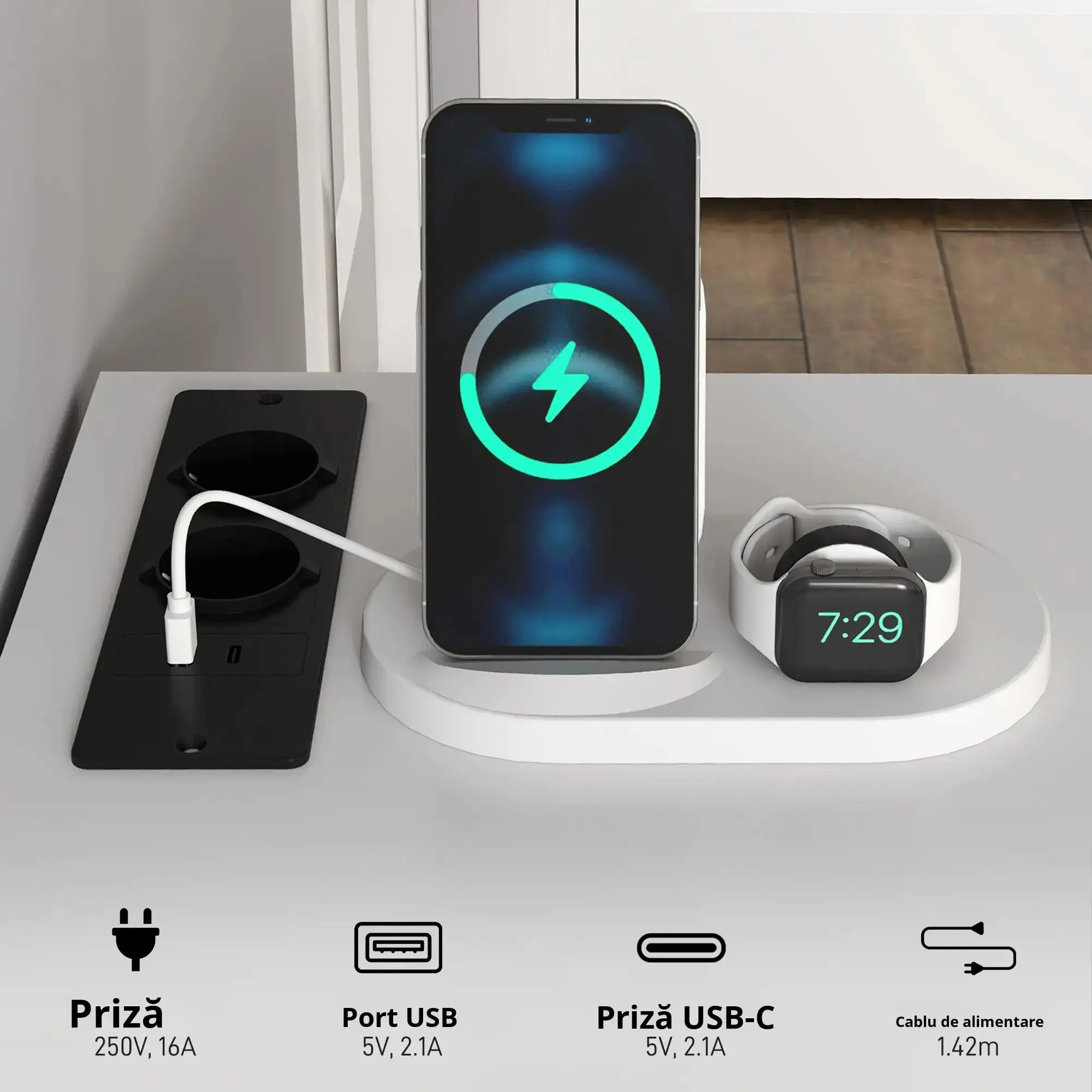 Masa birou Homcom 836-589V90BK (White/Black) - 6