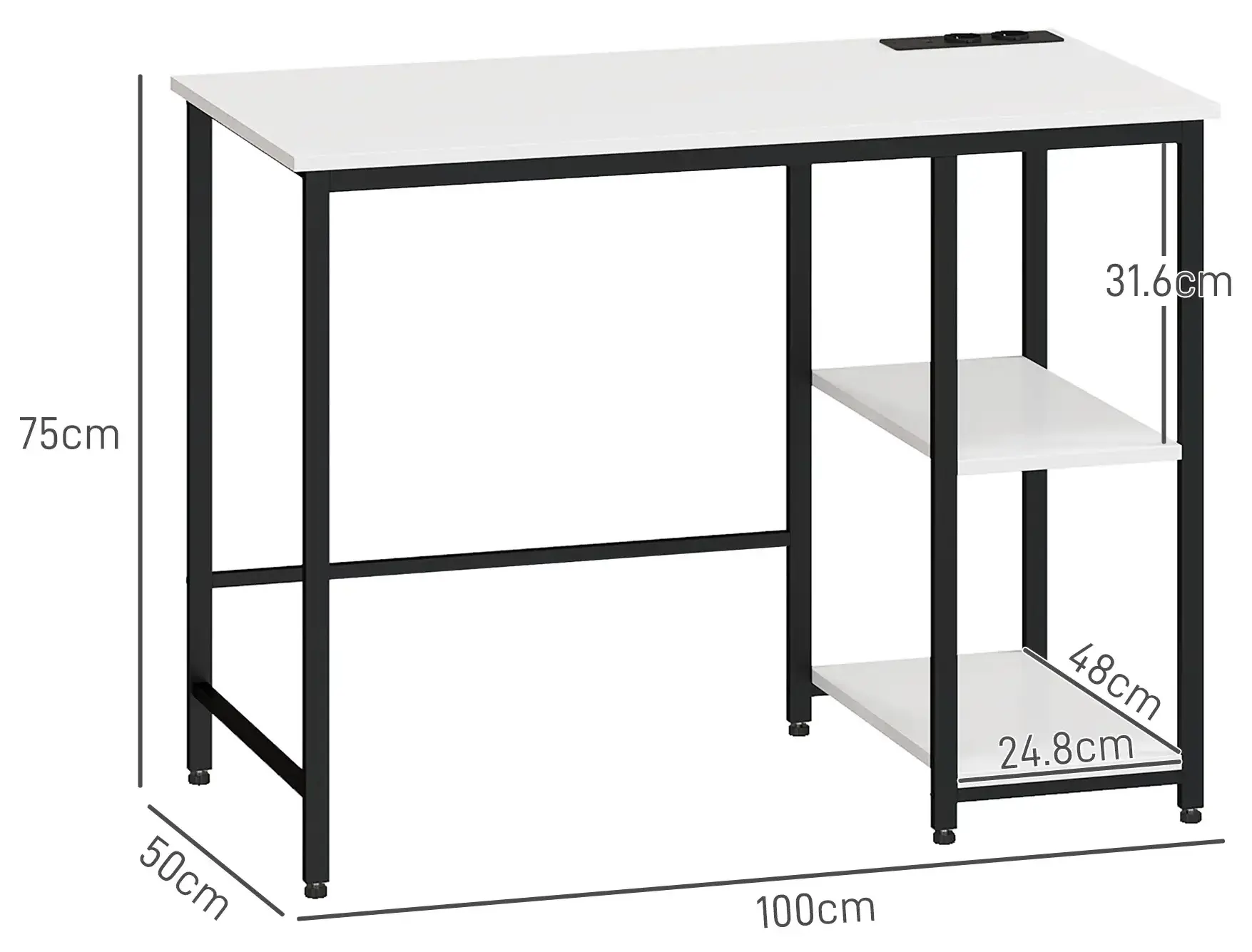 Masa birou Homcom 836-589V90BK (White/Black) - 8