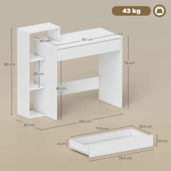Masa birou Homcom 836-615V00WT (White) Thumb