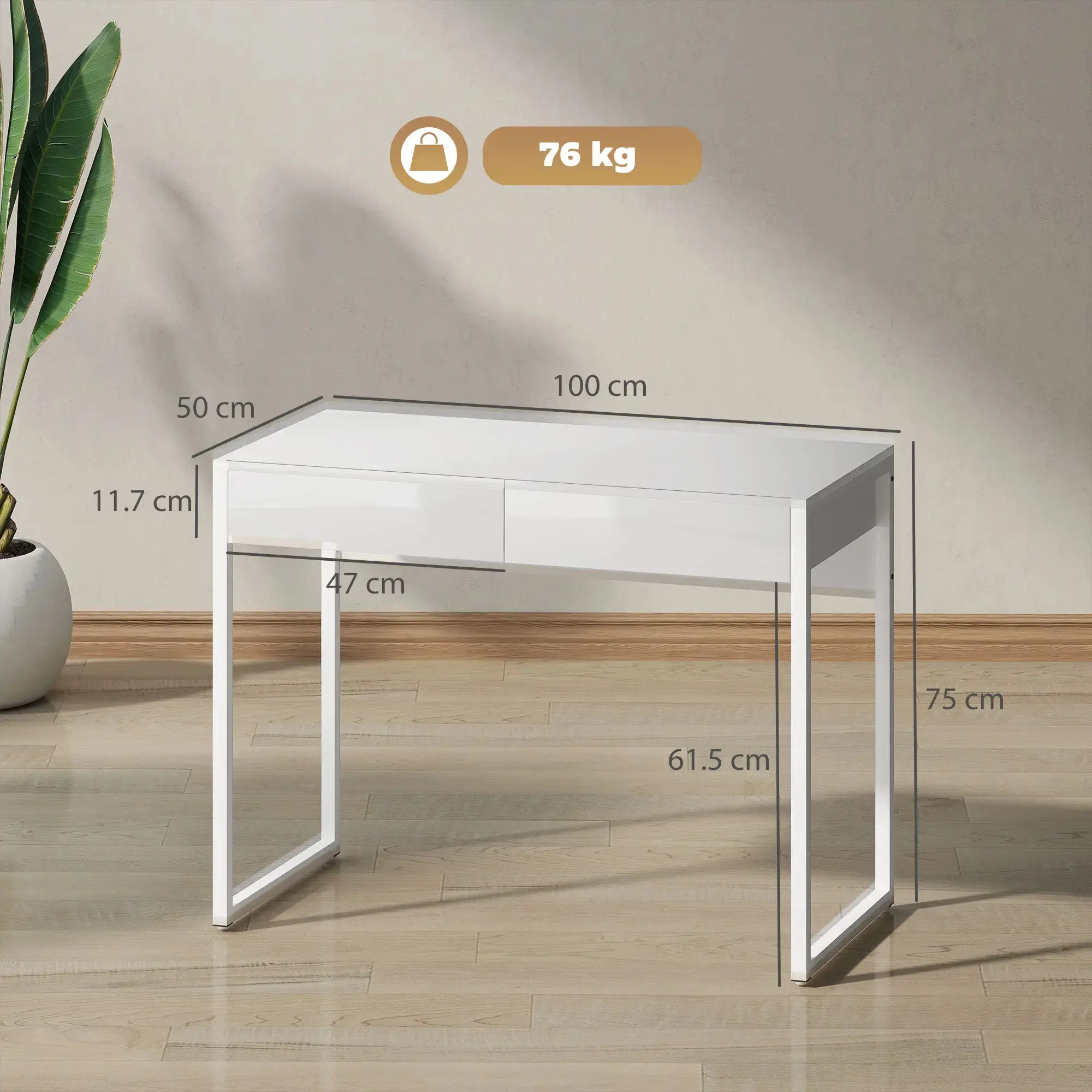 Письменный стол Homcom 836-633V00WT (White Gloss) - 5