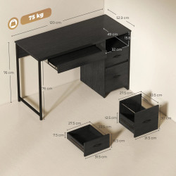 Masa birou Homcom 836-670V00BK (Black) Thumb