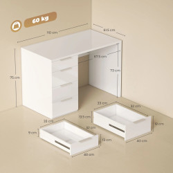 Masa birou Homcom 836-678V00WT (White Gloss) Thumb