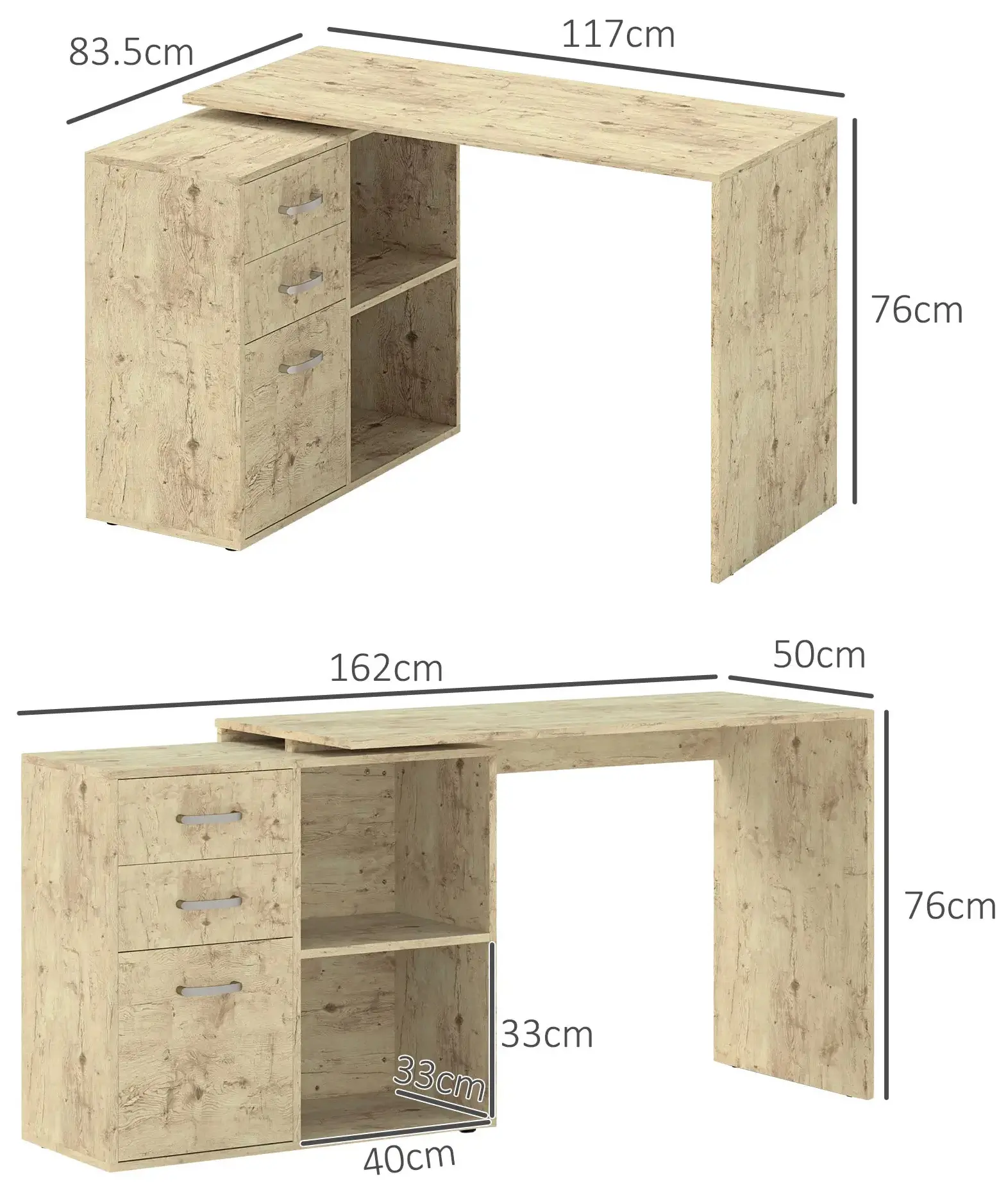 Masa birou Homcom 920-037V00ND (Natural) - 4