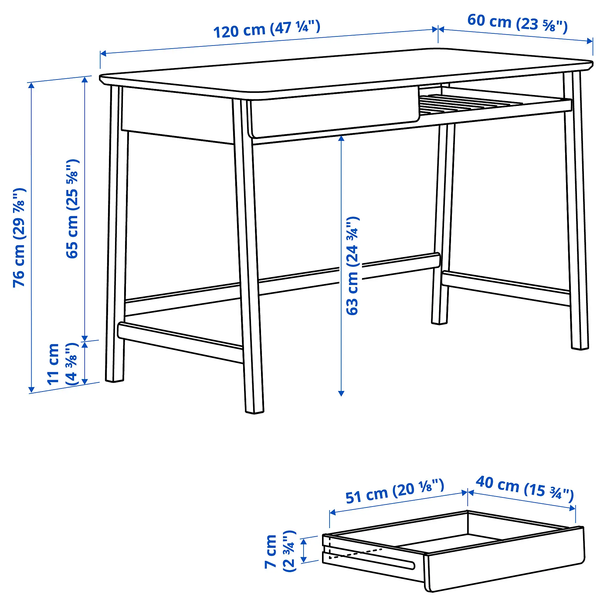 Masa de birou Ikea Beteshast 120x60 (Bambus) - 6
