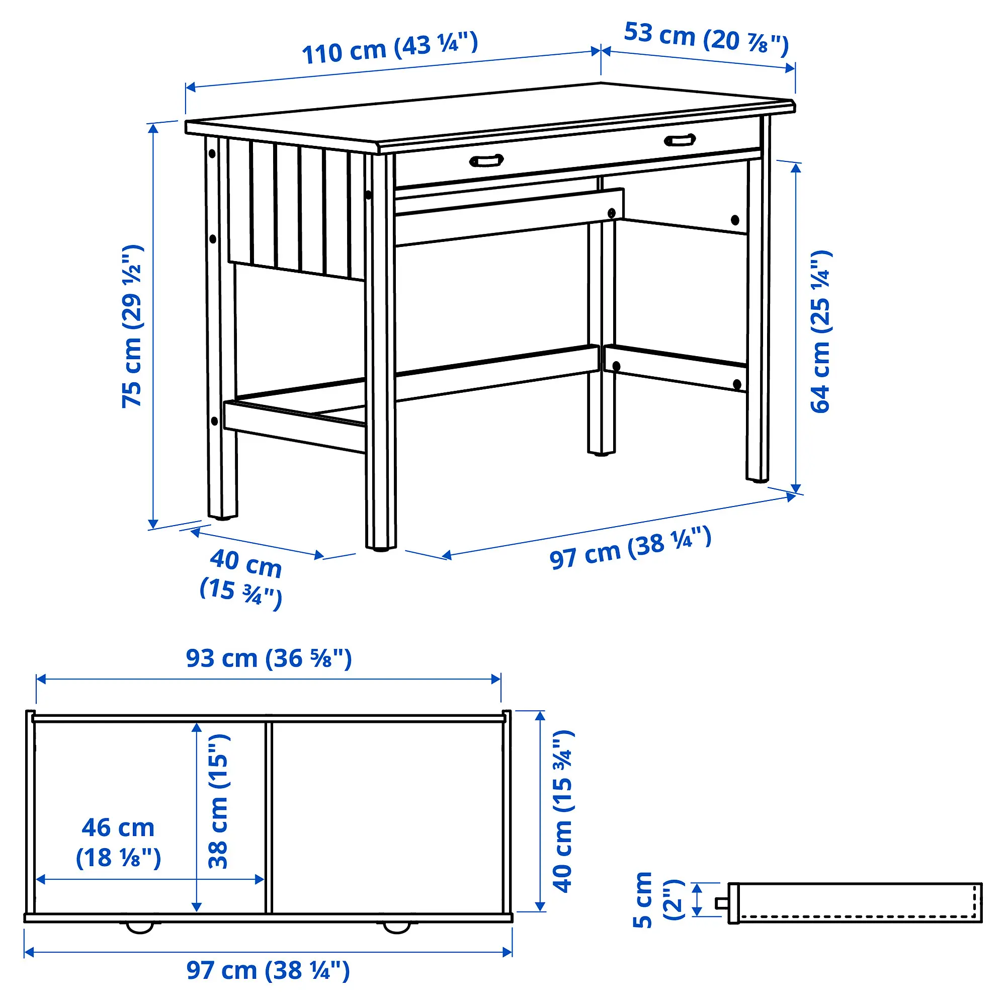 Masa de biroг Ikea Brytning 110x53x75 (Alb) - 6