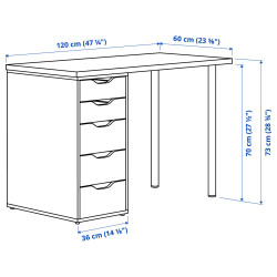 Письменный стол Ikea Lagkapten 120x60 (Белый/Дуб) Thumb