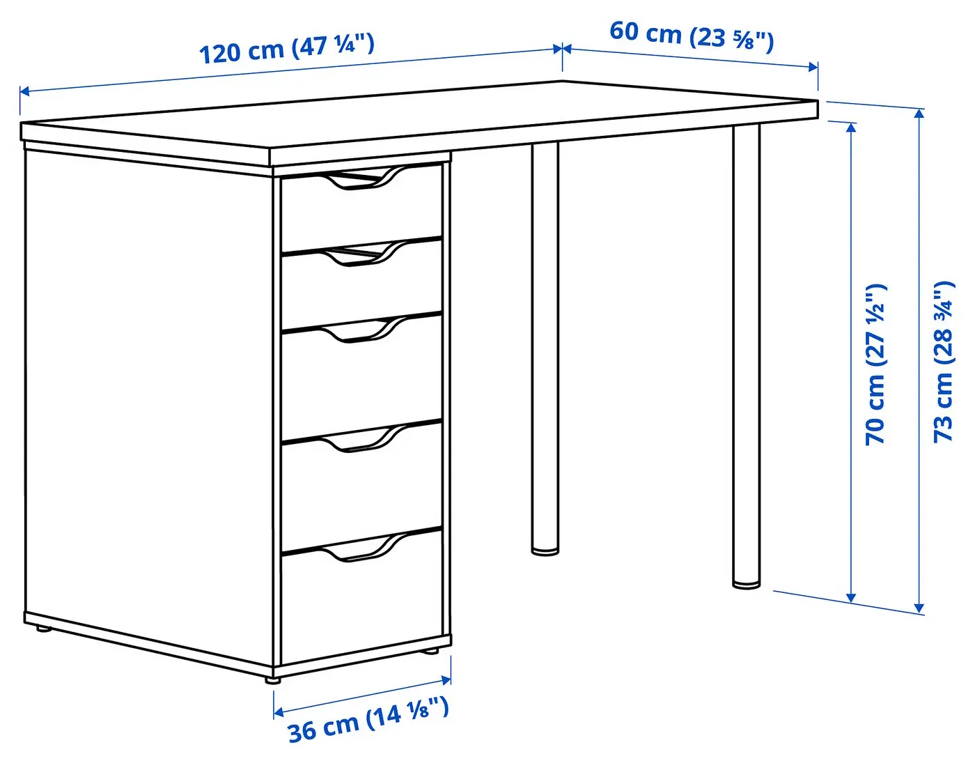 Письменный стол Ikea Lagkapten 120x60 (Белый/Дуб) - 2