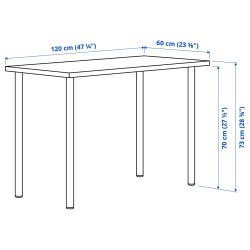 Masa de birou Ikea Lagkapten/Adils 120x60 (Gri/Negru) Thumb