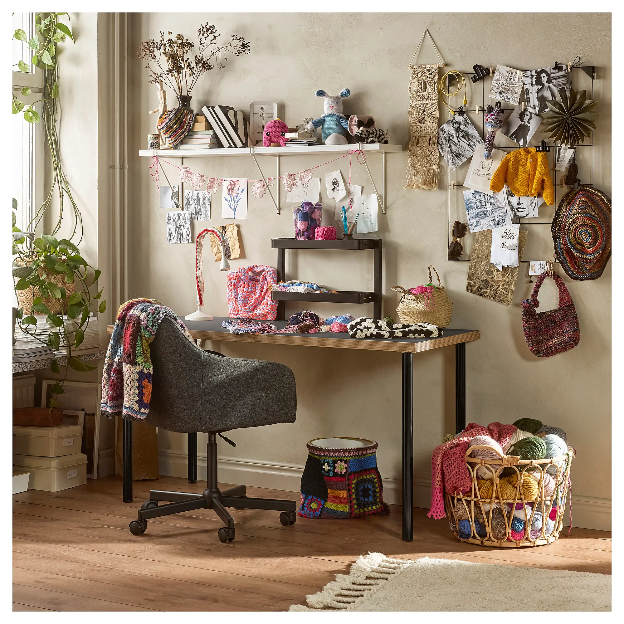 Masa de birou Ikea Lagkapten/Adils 140x60 (Gri/Negru) - 7