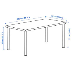 Masa de birou Ikea Lagkapten/Adils 140x60 (Gri/Negru) Thumb