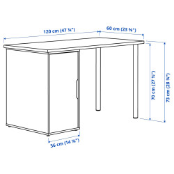 Masa de birou Ikea Lagkapten/Alex 120x60 (Gri/Negru) Thumb