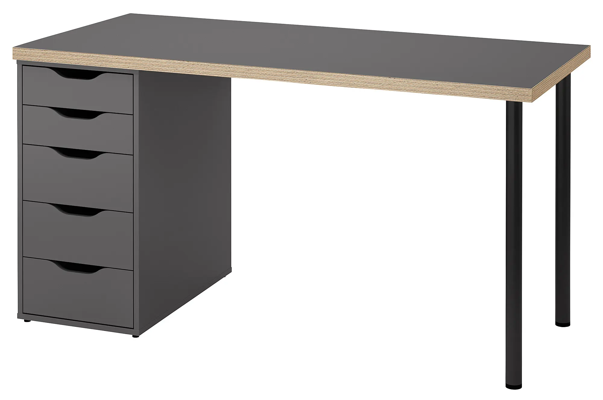 Masa birou Ikea Lagkapten/Alex 140x60 (Gri/Negru)