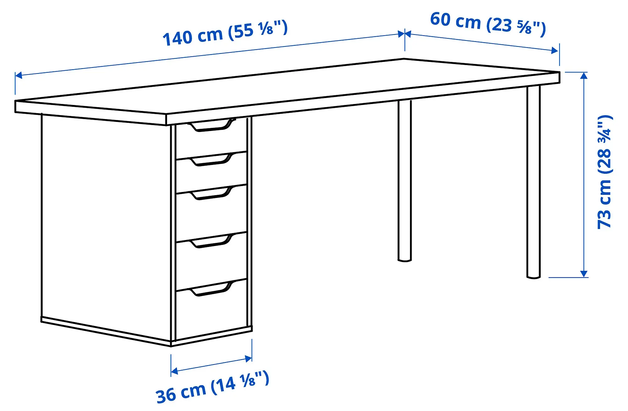Masa birou Ikea Lagkapten/Alex 140x60 (Gri/Negru)