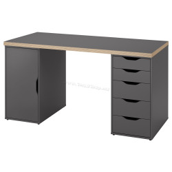Письменный стол Ikea Lagkapten/Alex 140x60 (Серый/Натуральный)