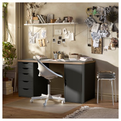 Masa de birou Ikea Lagkapten/Alex 140x60 (Gri/Lemn) Thumb