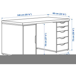 Masa de birou Ikea Lagkapten/Alex 140x60 (Gri/Lemn) Thumb