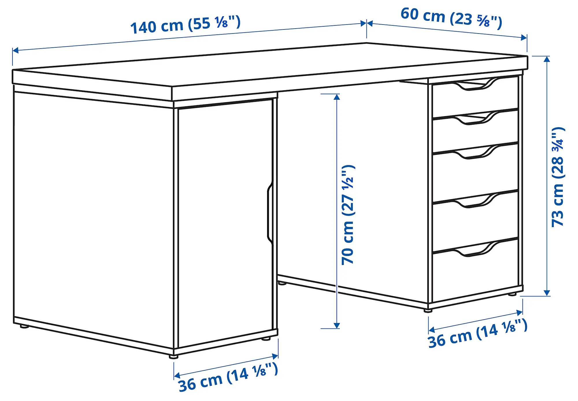 Masa de birou Ikea Lagkapten/Alex 140x60 (Gri/Lemn) - 7