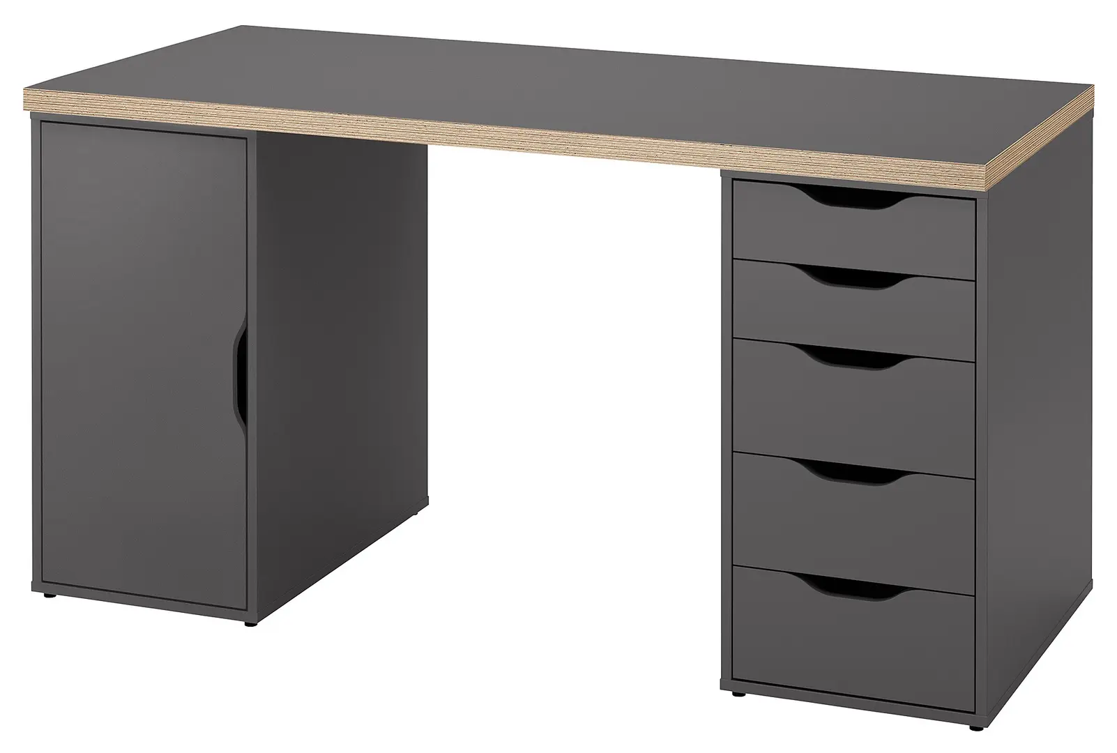 Masa de birou Ikea Lagkapten/Alex 140x60 (Gri/Lemn)