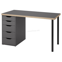 Masa de birou Ikea Lagkapten/Alex sertare 120x60 (Gri/Negru)