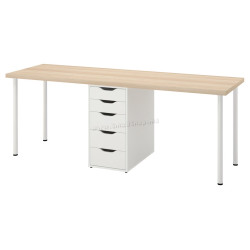 Письменный стол Ikea Lagkapten/Alex ящики 200x60 (Белый/Дуб)