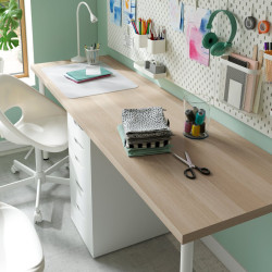 Masa de birou Ikea Lagkapten/Alex sertare 200x60 (Alb/Stejar) Thumb