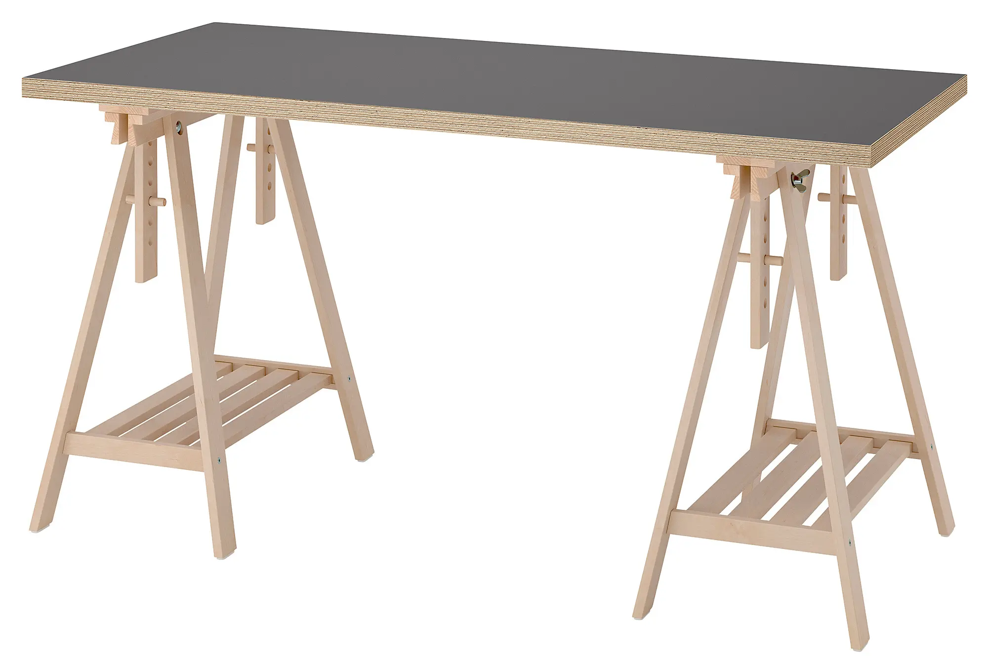 Masa birou Ikea Lagkapten/Mittback 140x60 (Gri/Mesteacan)