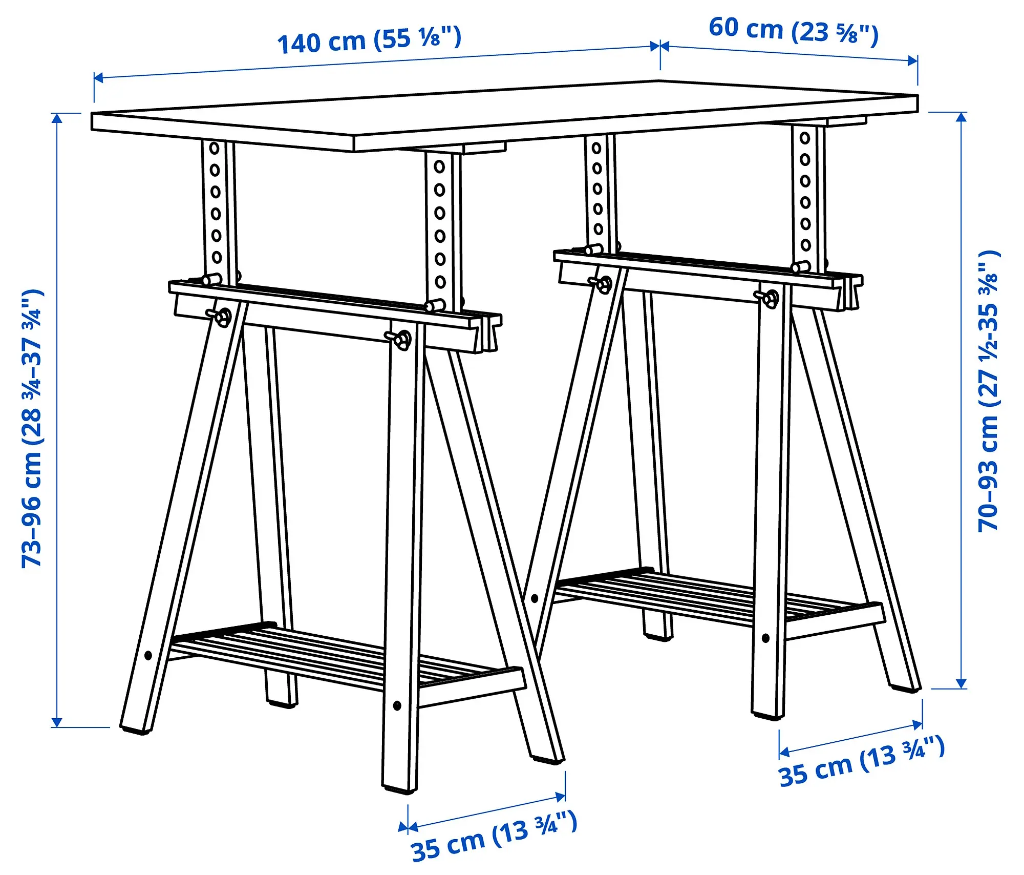 Masa birou Ikea Lagkapten/Mittback 140x60 (Gri/Mesteacan)