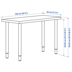 Masa birou Ikea Linnmon/Olov 100x45 (Alb) Thumb