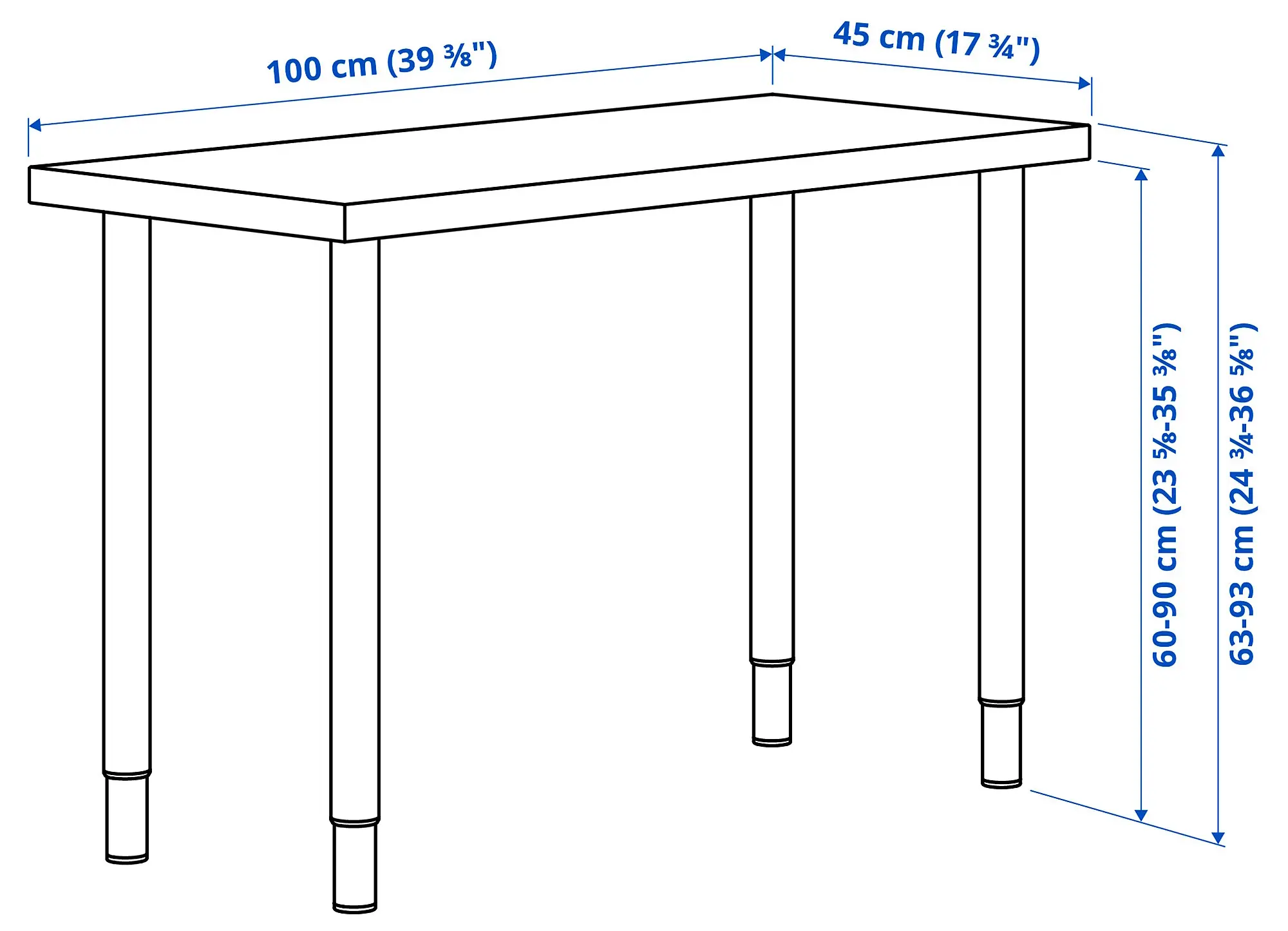 Masa birou Ikea Linnmon/Olov 100x45 (Alb)