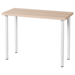 Masa birou Ikea Linnmon/Olov 100x45 (Stejar antichizat/Alb) Thumb