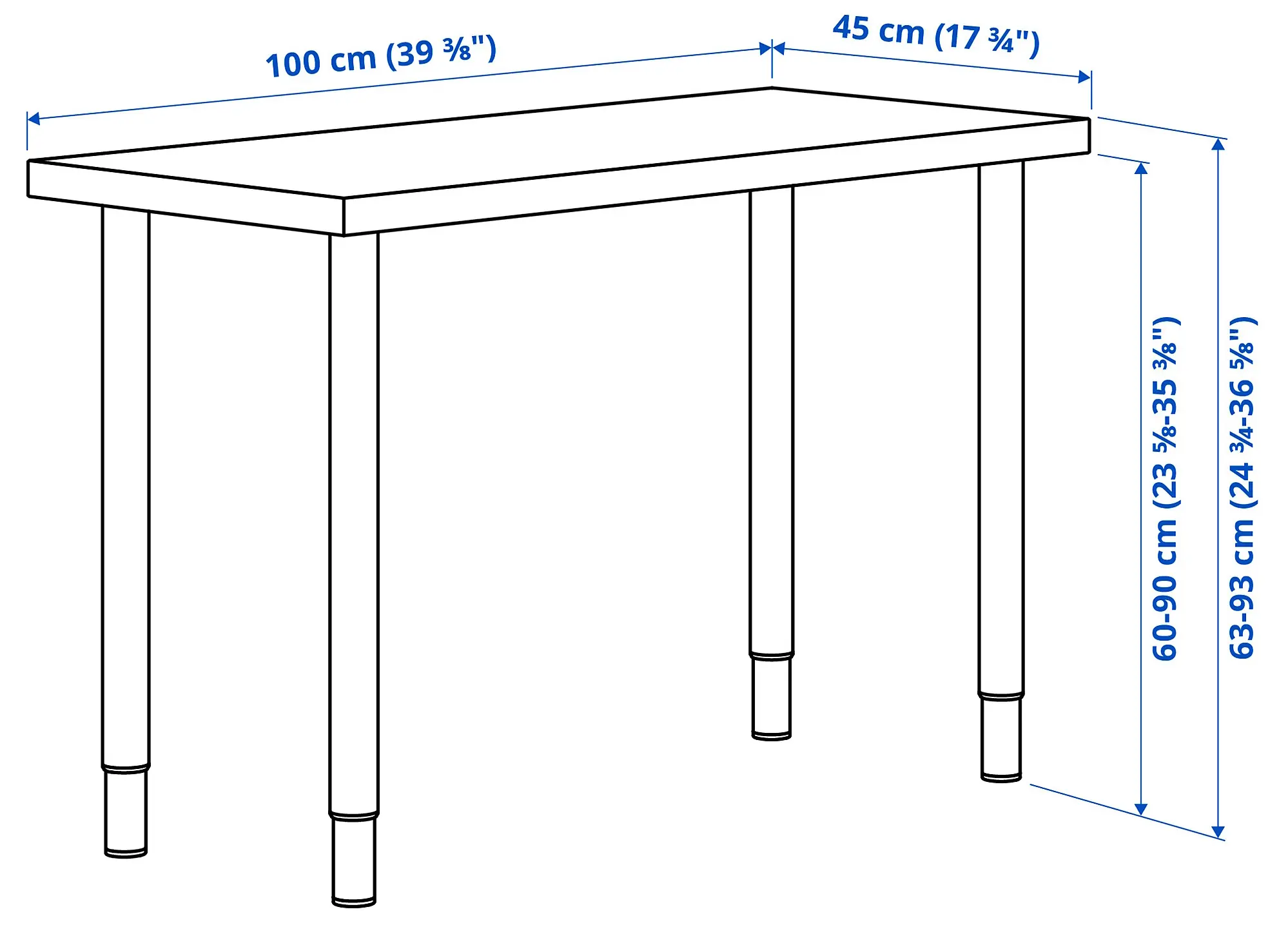 Masa birou Ikea Linnmon/Olov 100x45 (Stejar antichizat/Alb)