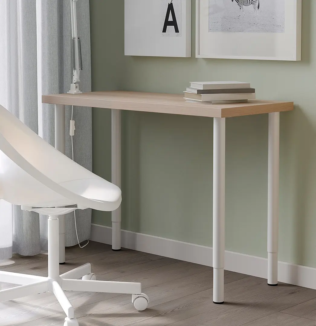 Masa birou Ikea Linnmon/Olov 100x45 (Stejar antichizat/Alb)